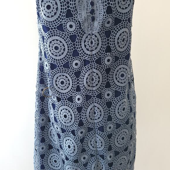 Free People Crochet Lace Shift Dress Periwinkle Fabric Buttons 6 - Picture 9 of 15